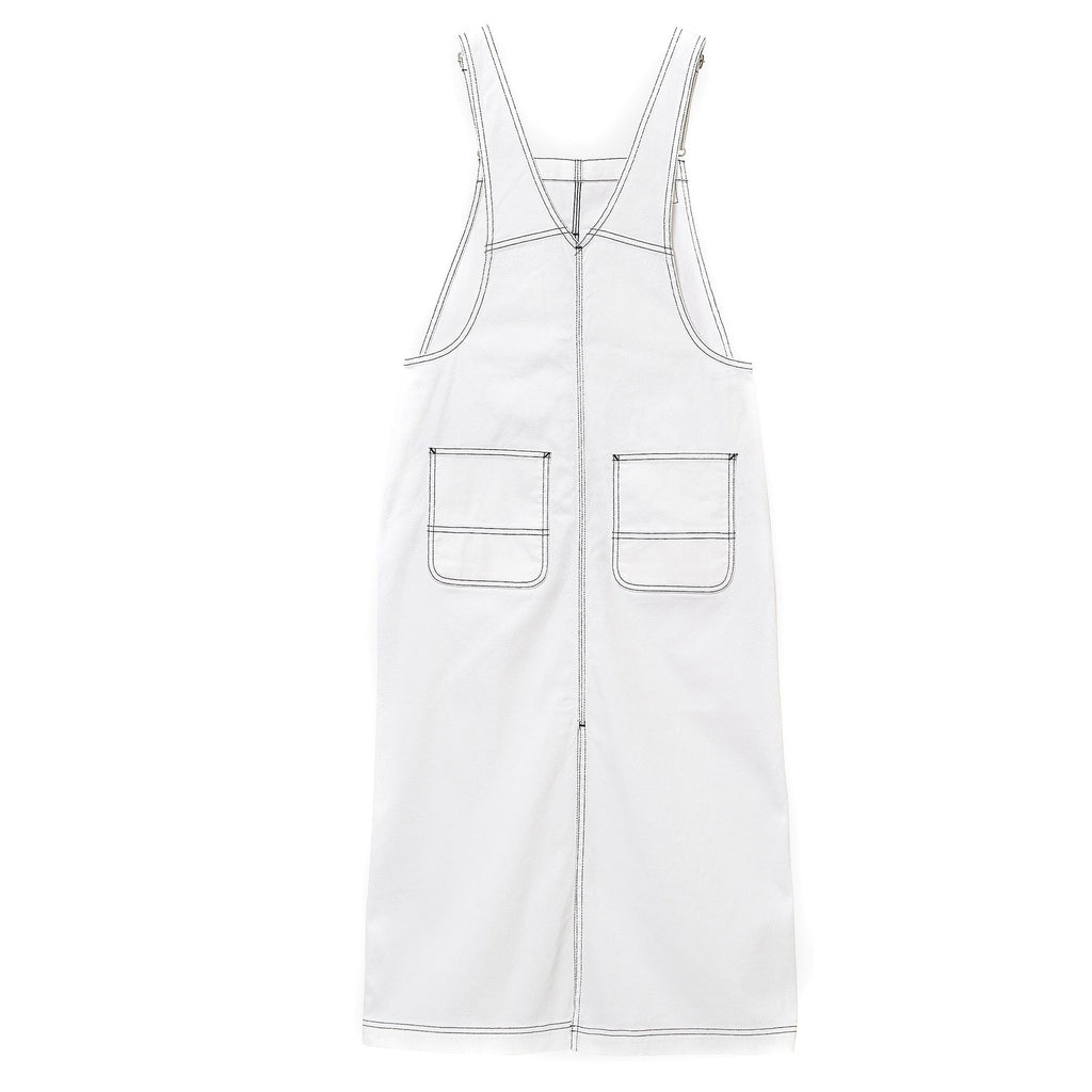 Womens Bib Skirt Long - White Rinsed