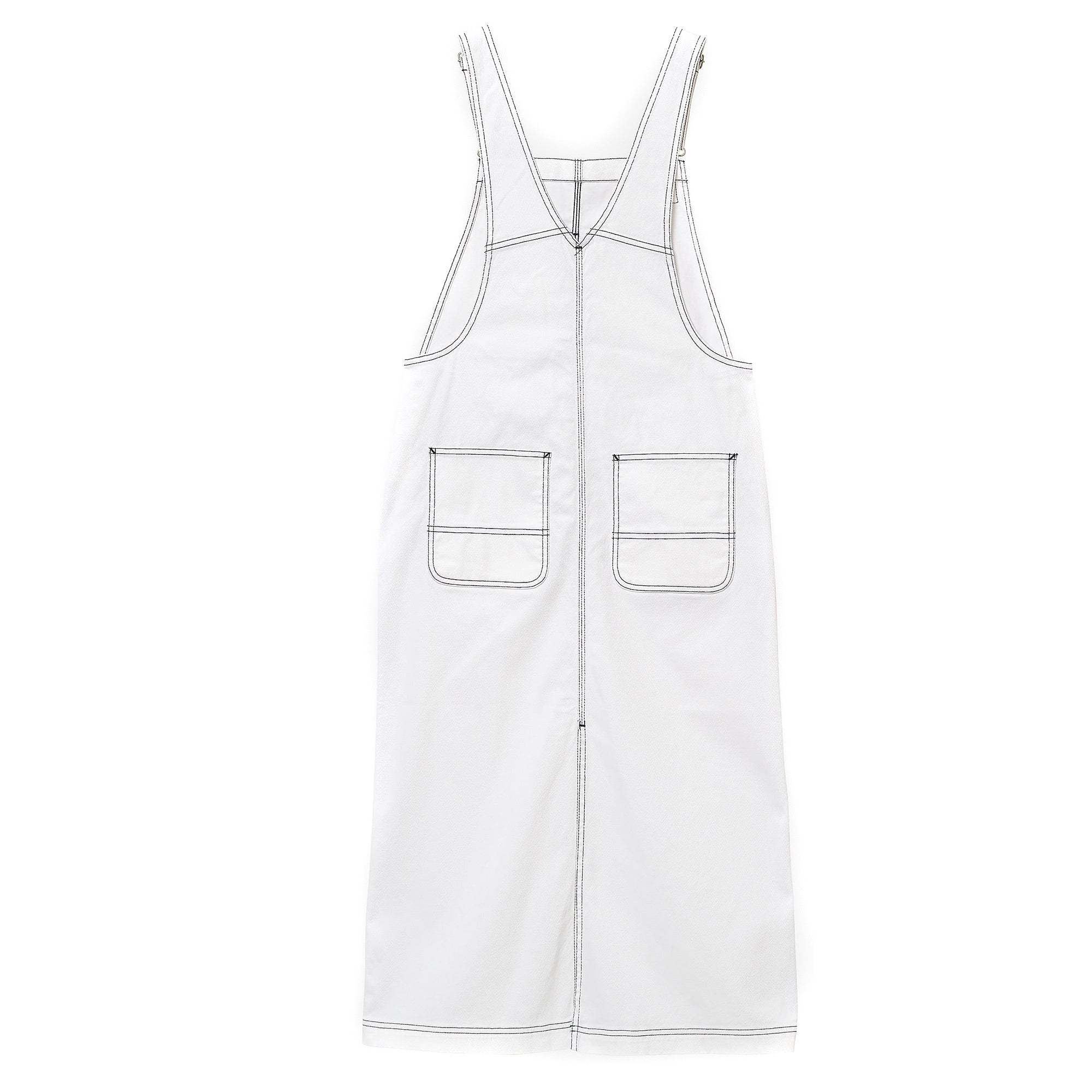 Womens Bib Skirt Long - White Rinsed