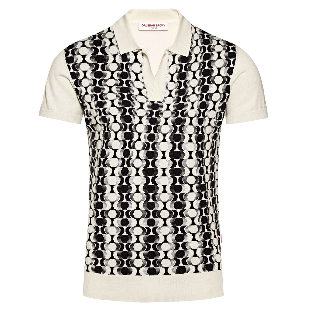 Horton Silk Intarsia Knit Polo Shirt - Ink/White