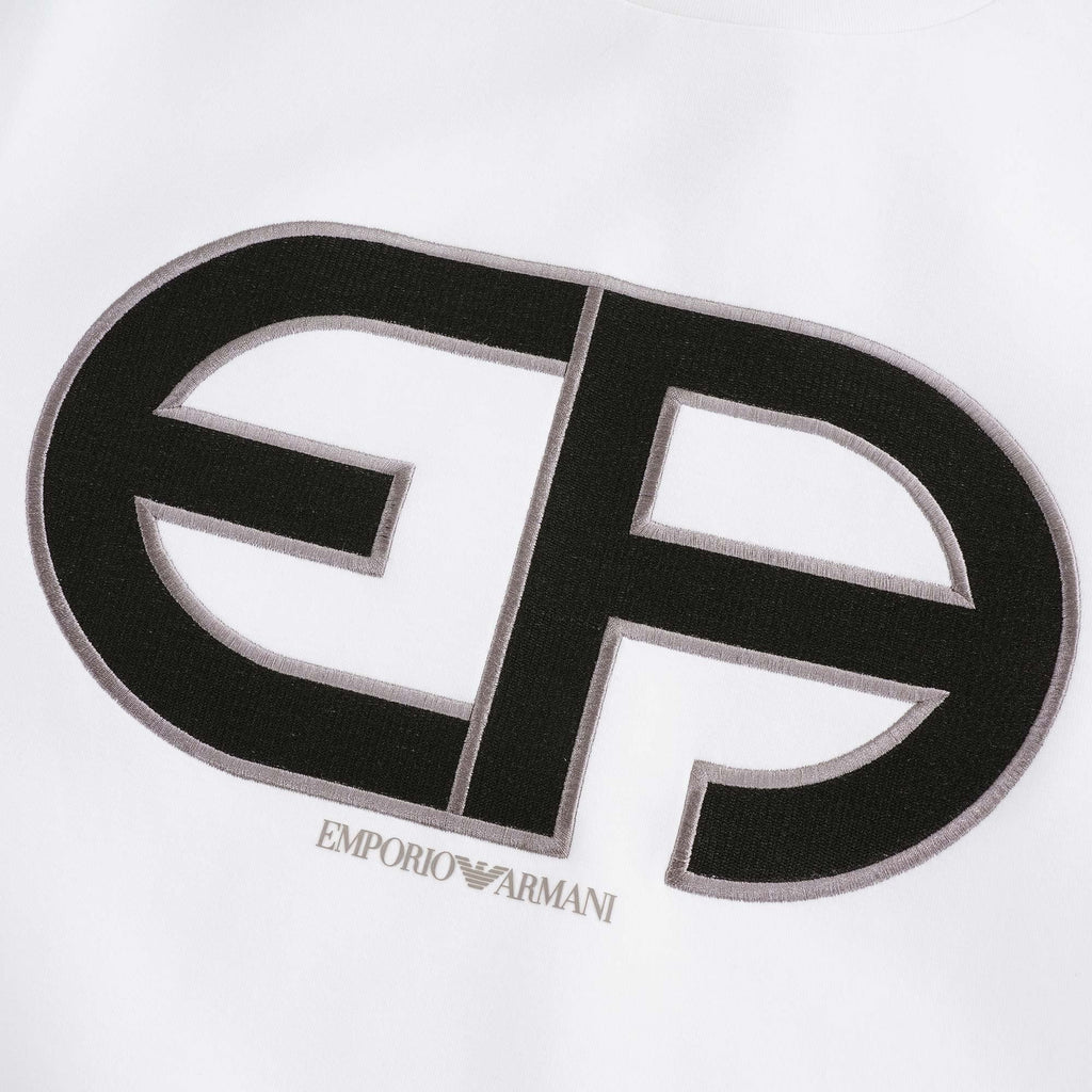 Double Jersey Sweatshirt Oversized Raised R-EAcreate Logo - Bianco