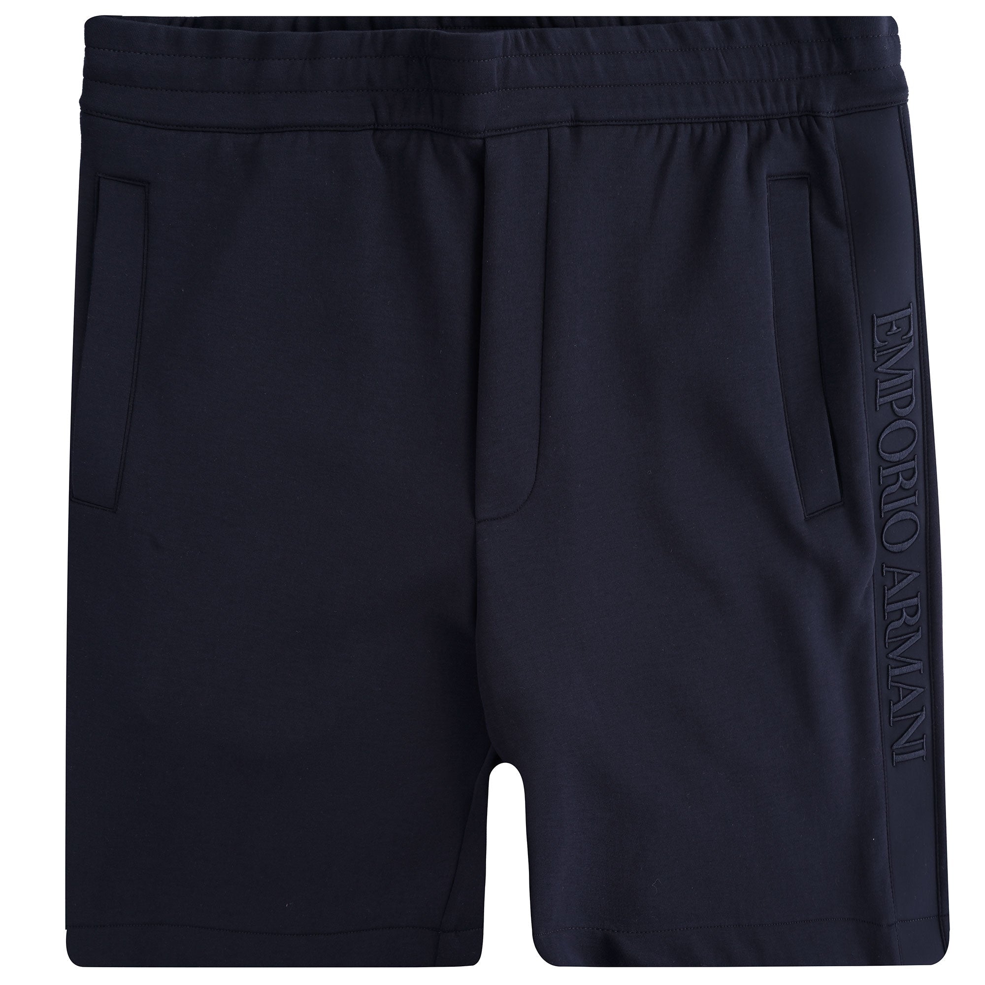 Double-jersey Bermuda Shorts Embroidered Logo Tape - Blu Navy