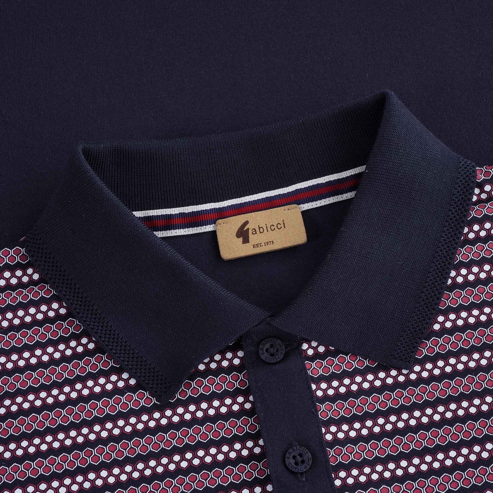Mills Geometric Design Polo Shirt - Navy