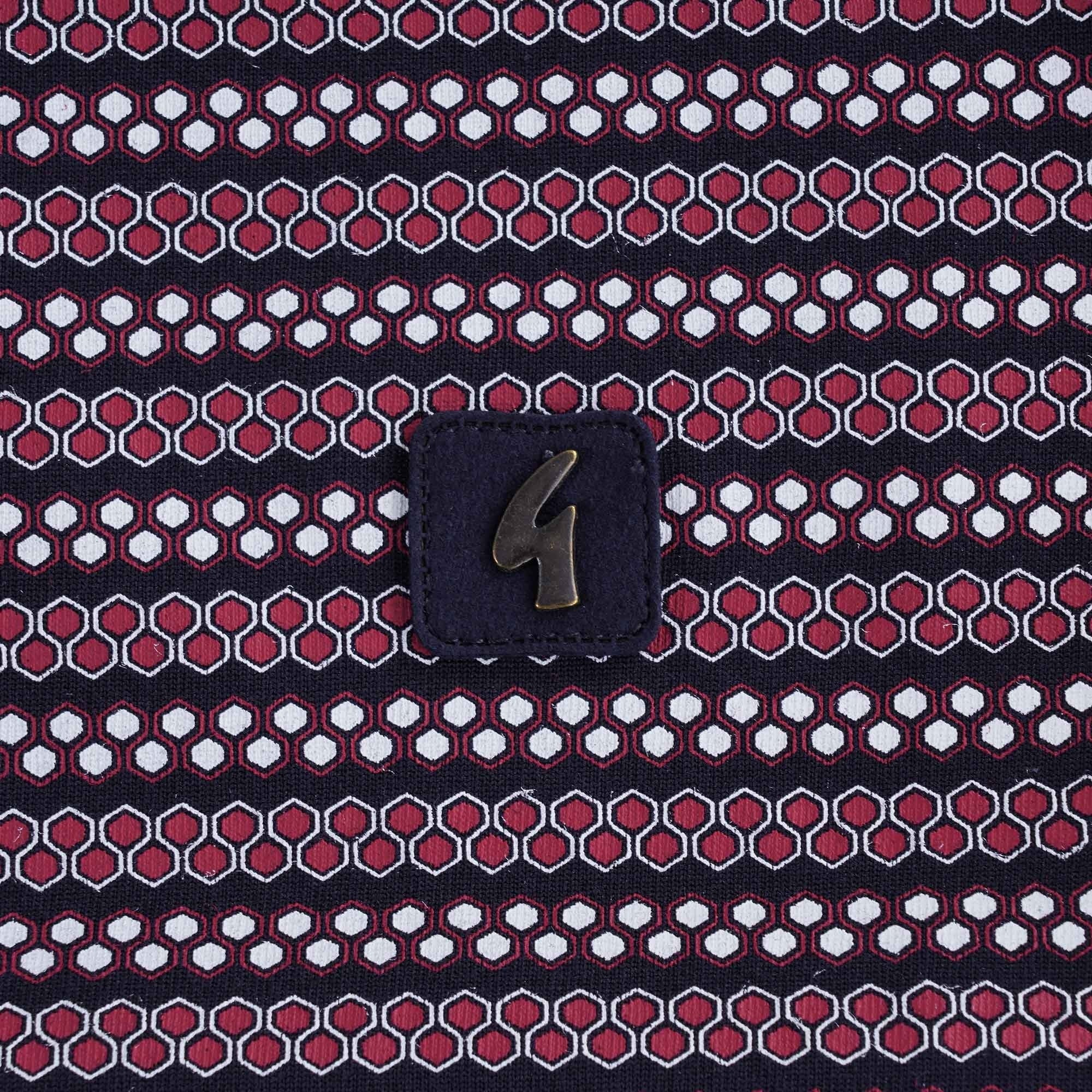Mills Geometric Design Polo Shirt - Navy