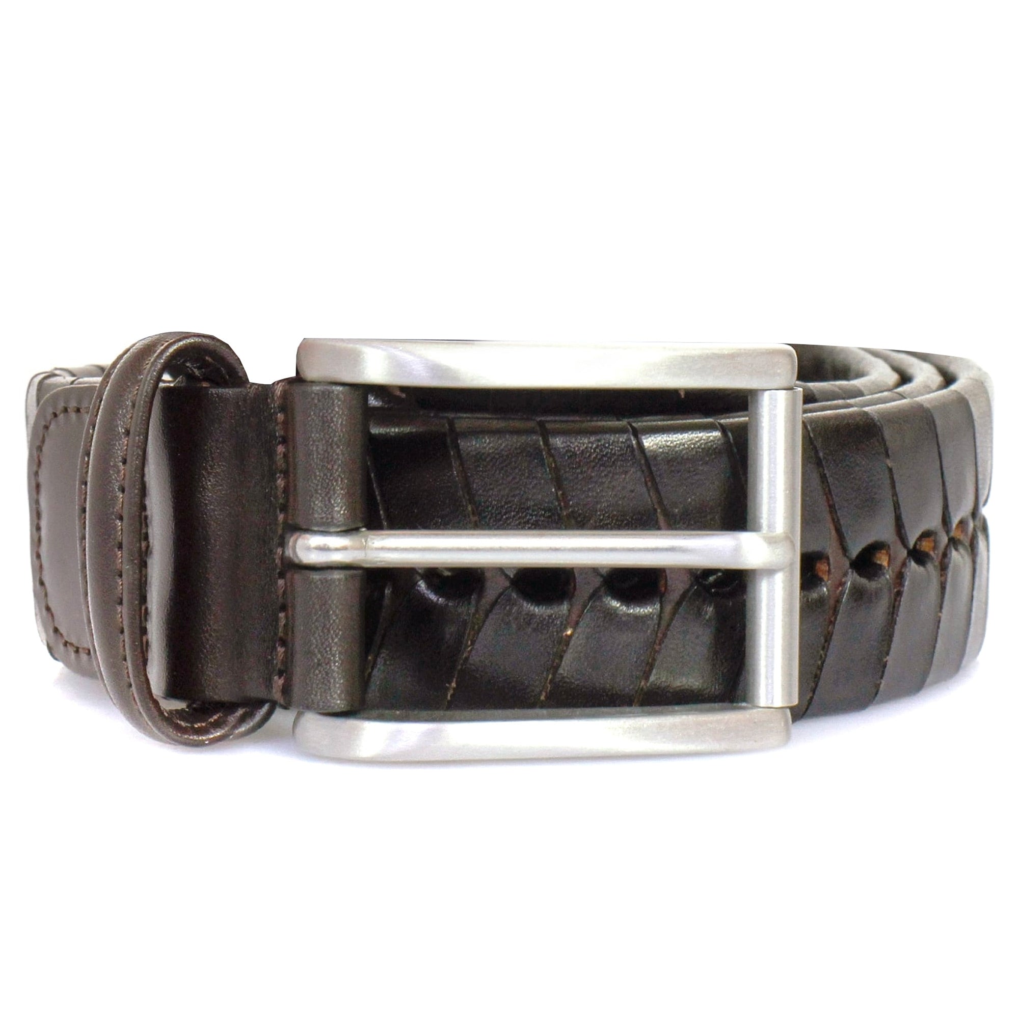 Anderson's Belts Stitched Chevron Leather Belt - Brown