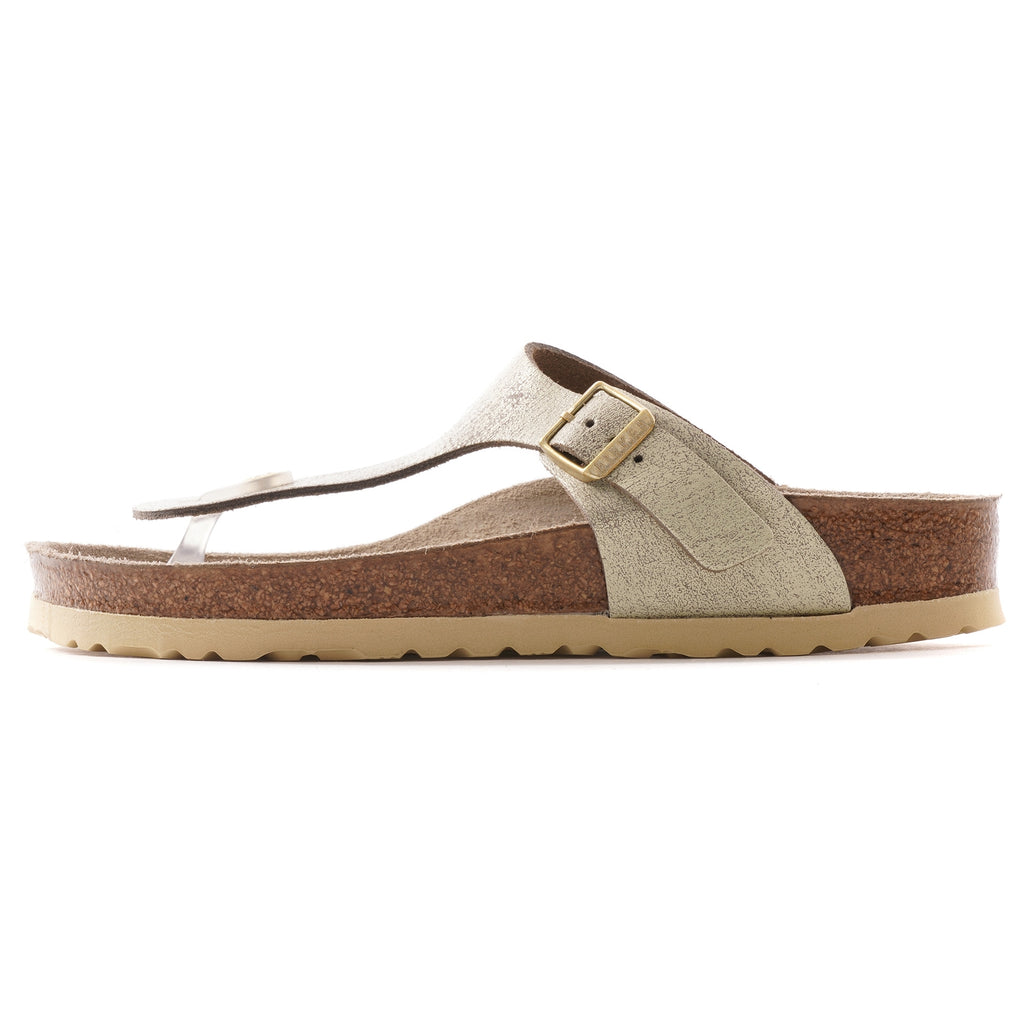 Birkenstock Womens Gizeh Suede - Washed Metallic Cream Gold