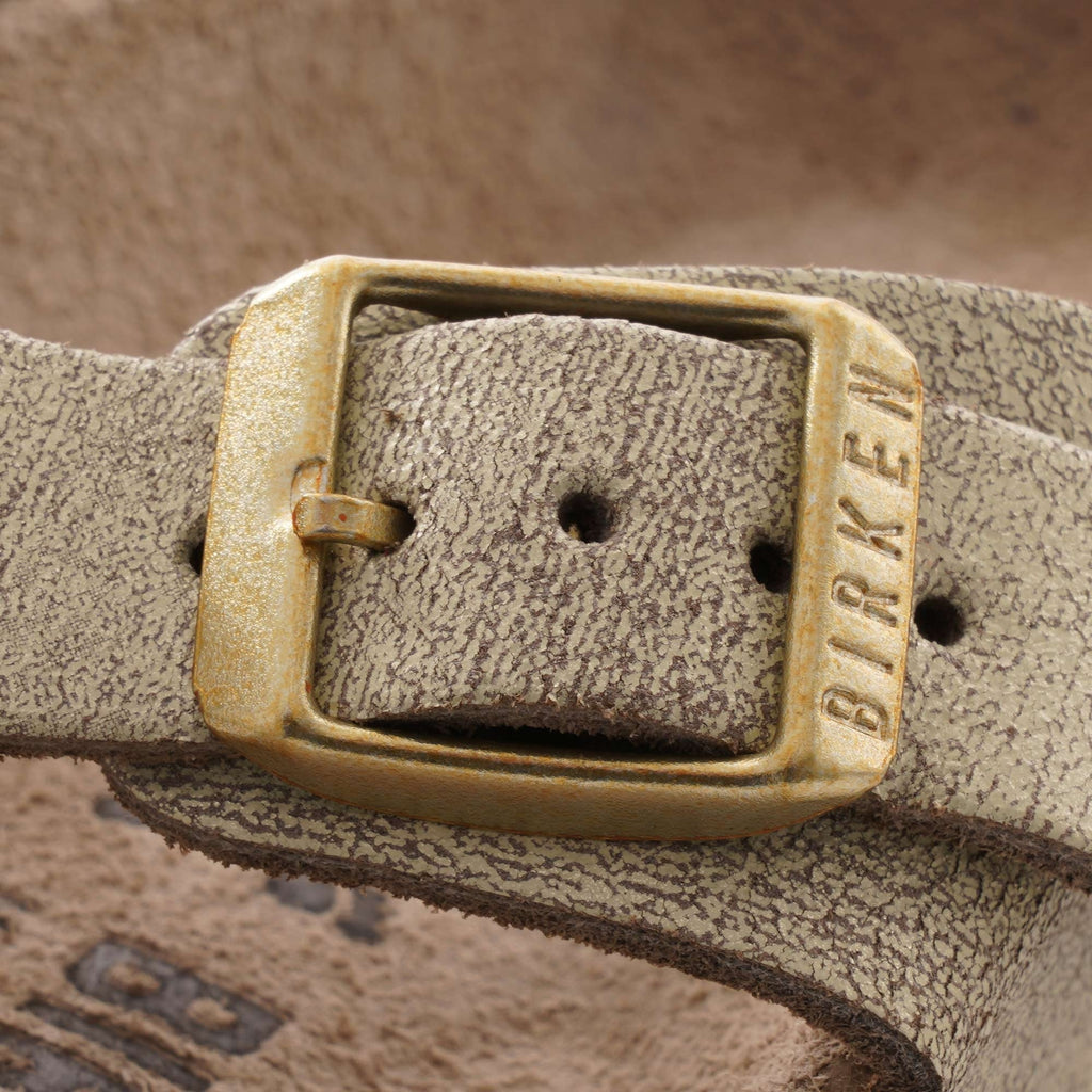 Birkenstock Womens Gizeh Suede - Washed Metallic Cream Gold