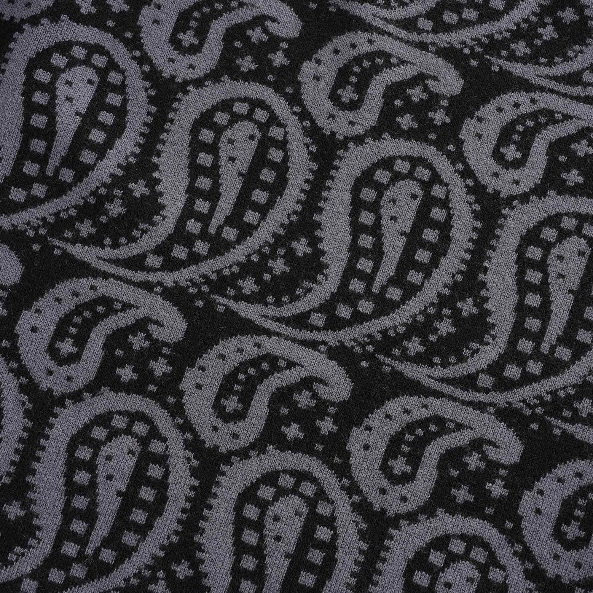 Shoegazer Merino Wool Paisley Knitted Jumper - Black/Grey