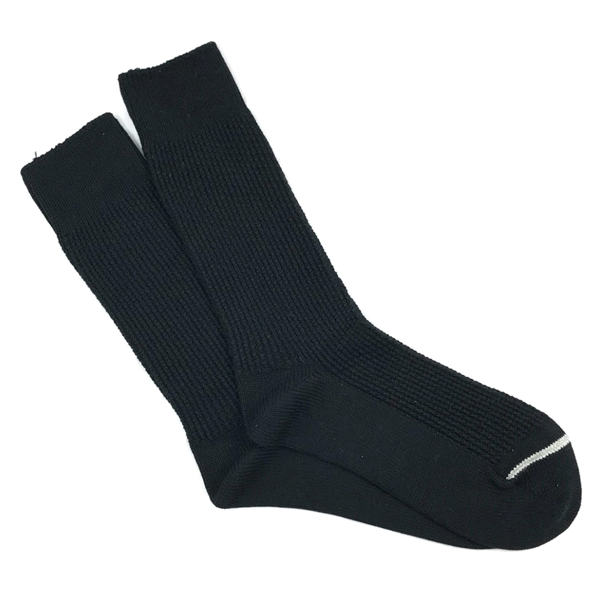 Pique Ribbed Crew Sock - Black
