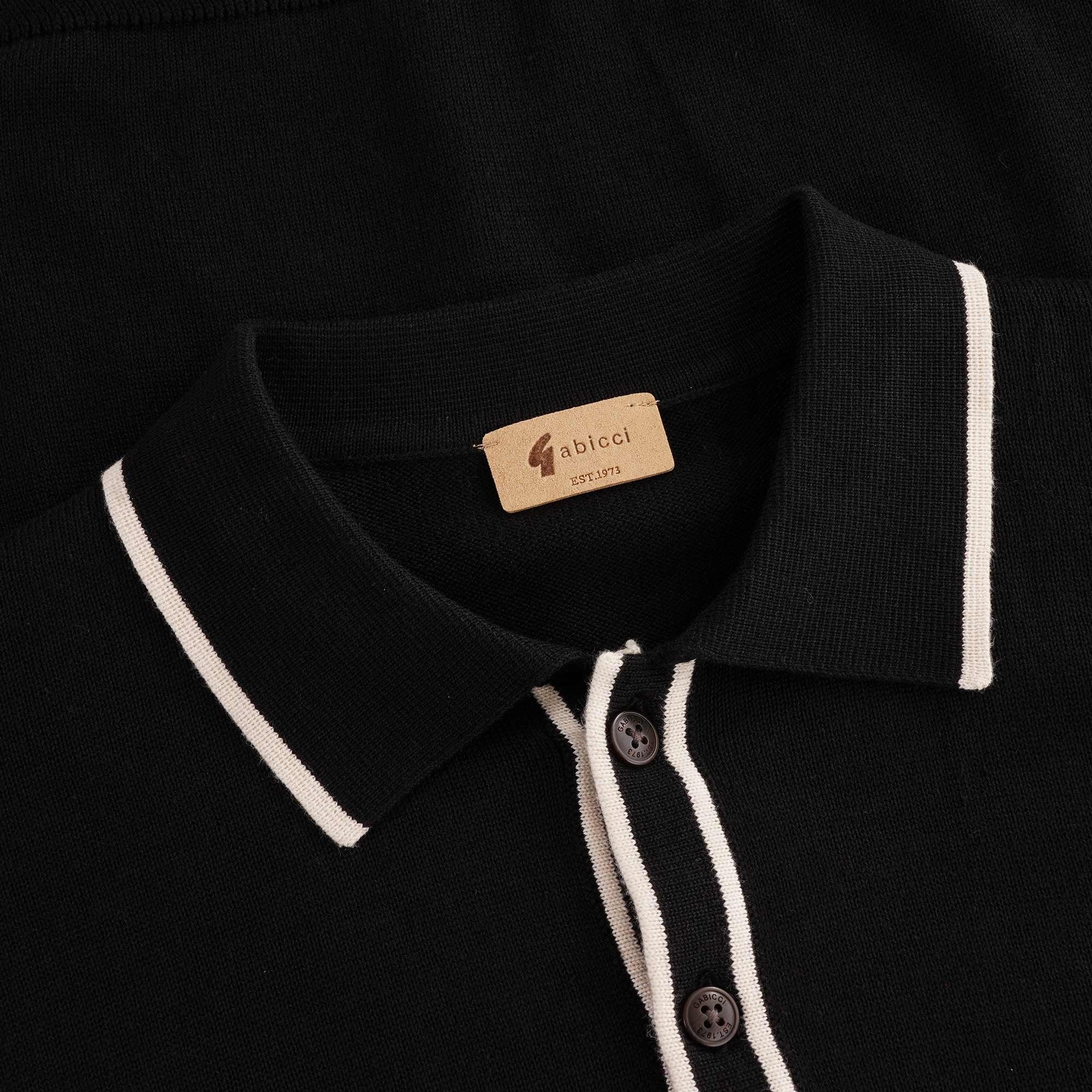 Gabicci Vintage Lineker Knitted Polo Shirt - Black