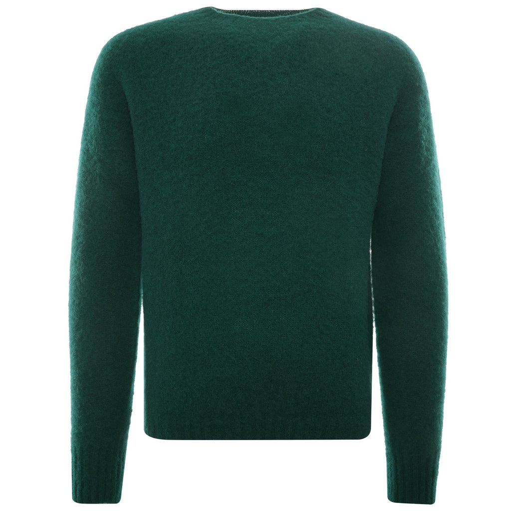 Suedehead Brushed Lambswool Crew Neck Knitted Jumper - Green