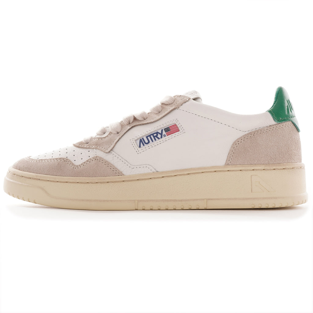 Autry Medalist Low Cracked Leather/Suede - White/Green