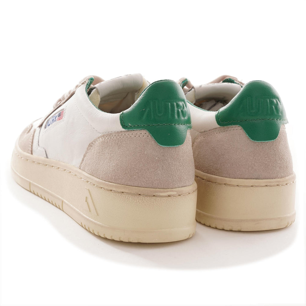 Autry Medalist Low Cracked Leather/Suede - White/Green