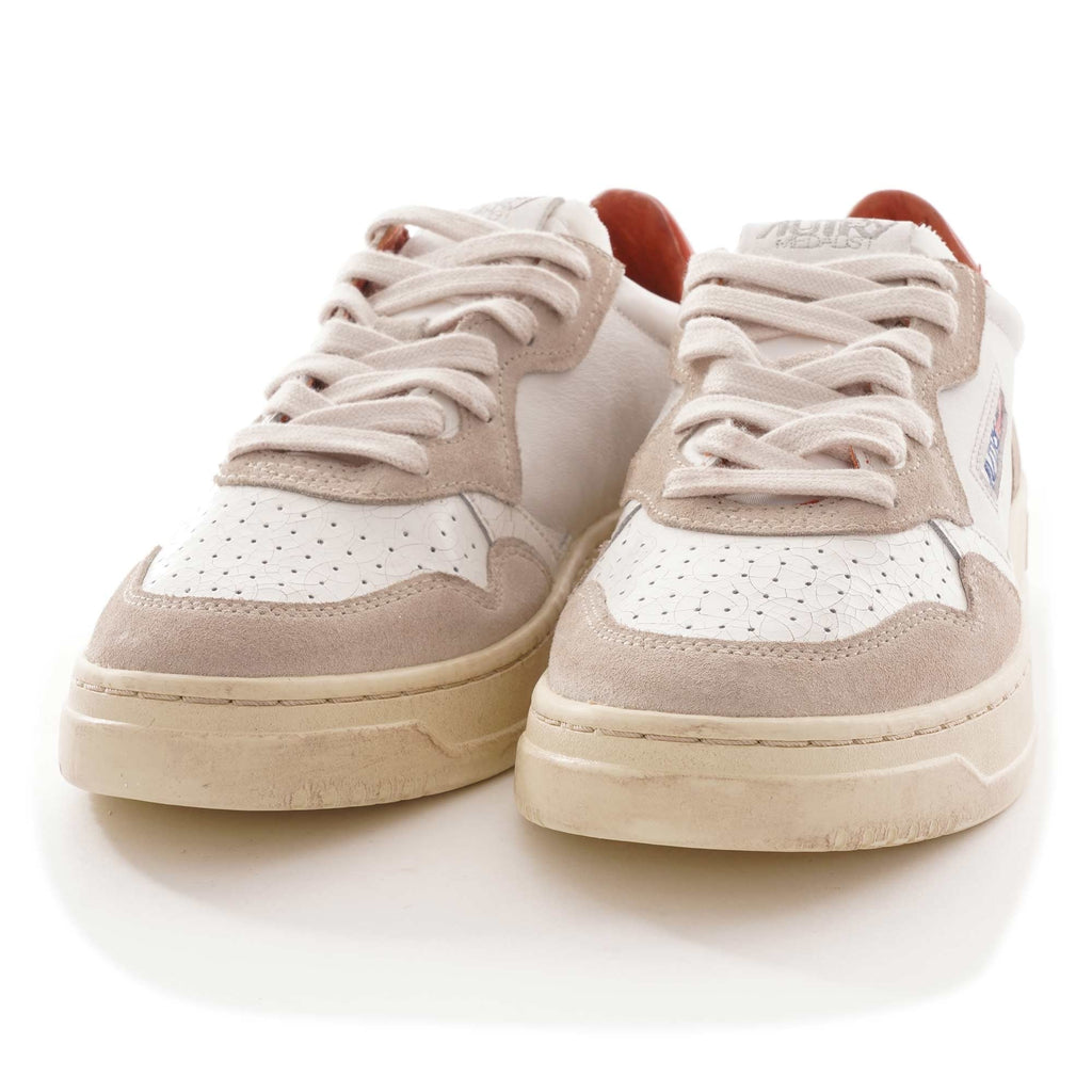 Medalist Low Cracked Leather/Suede - White/Orange