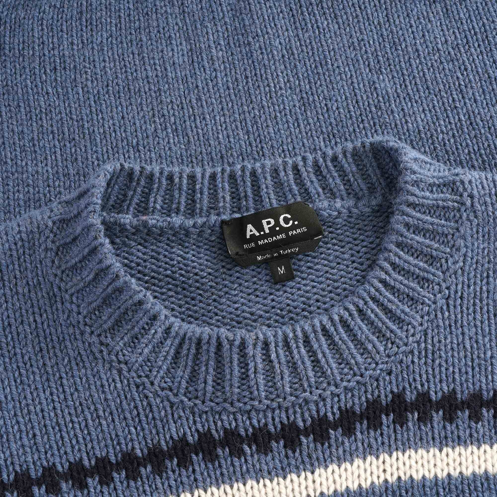 A.P.C. Franz Fair Isle Crew Knit - Bleu
