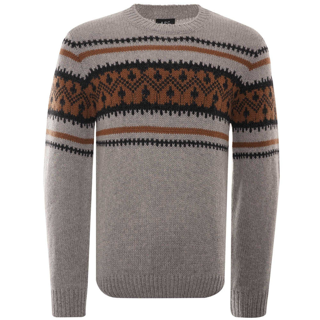 A.P.C. Franz Fair Isle Crew Knit - Gris