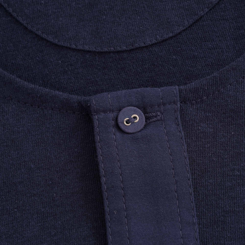 Button Facing Long Sleeve T-Shirt - Ink Blue
