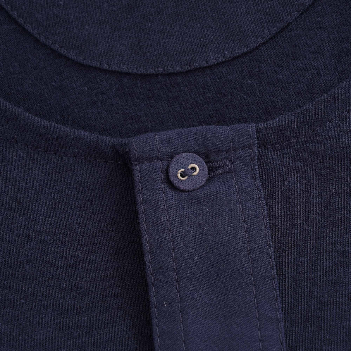Button Facing Long Sleeve T-Shirt - Ink Blue