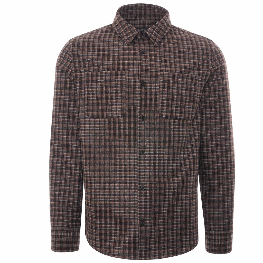 A.P.C. Justin Wool Check Overshirt - Marron