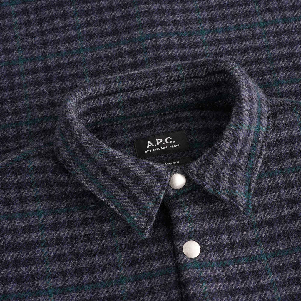 A.P.C. Trek Recycled Check Overshirt - Dark Navy