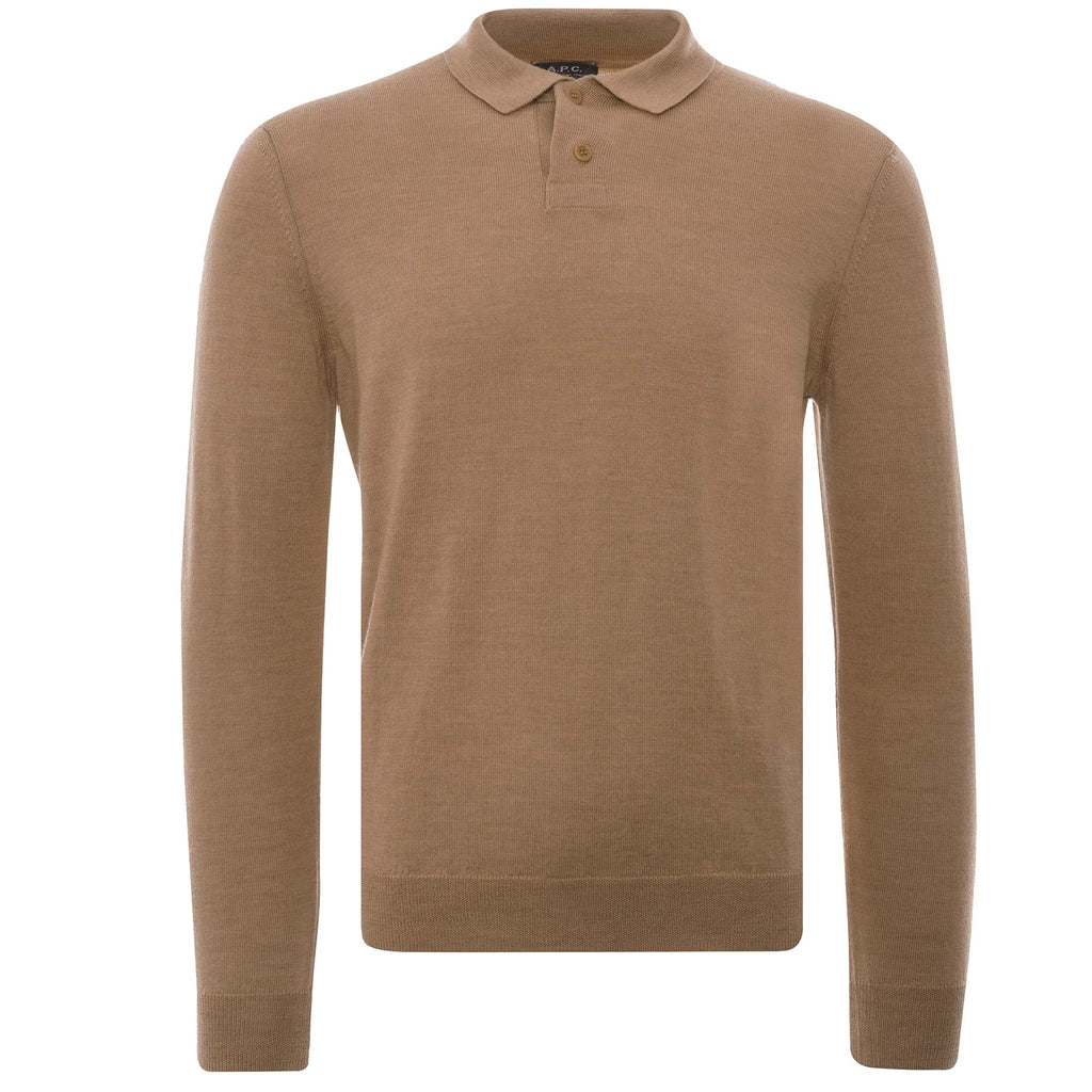 A.P.C. Long Sleeve Jerry Merino Polo - Beige