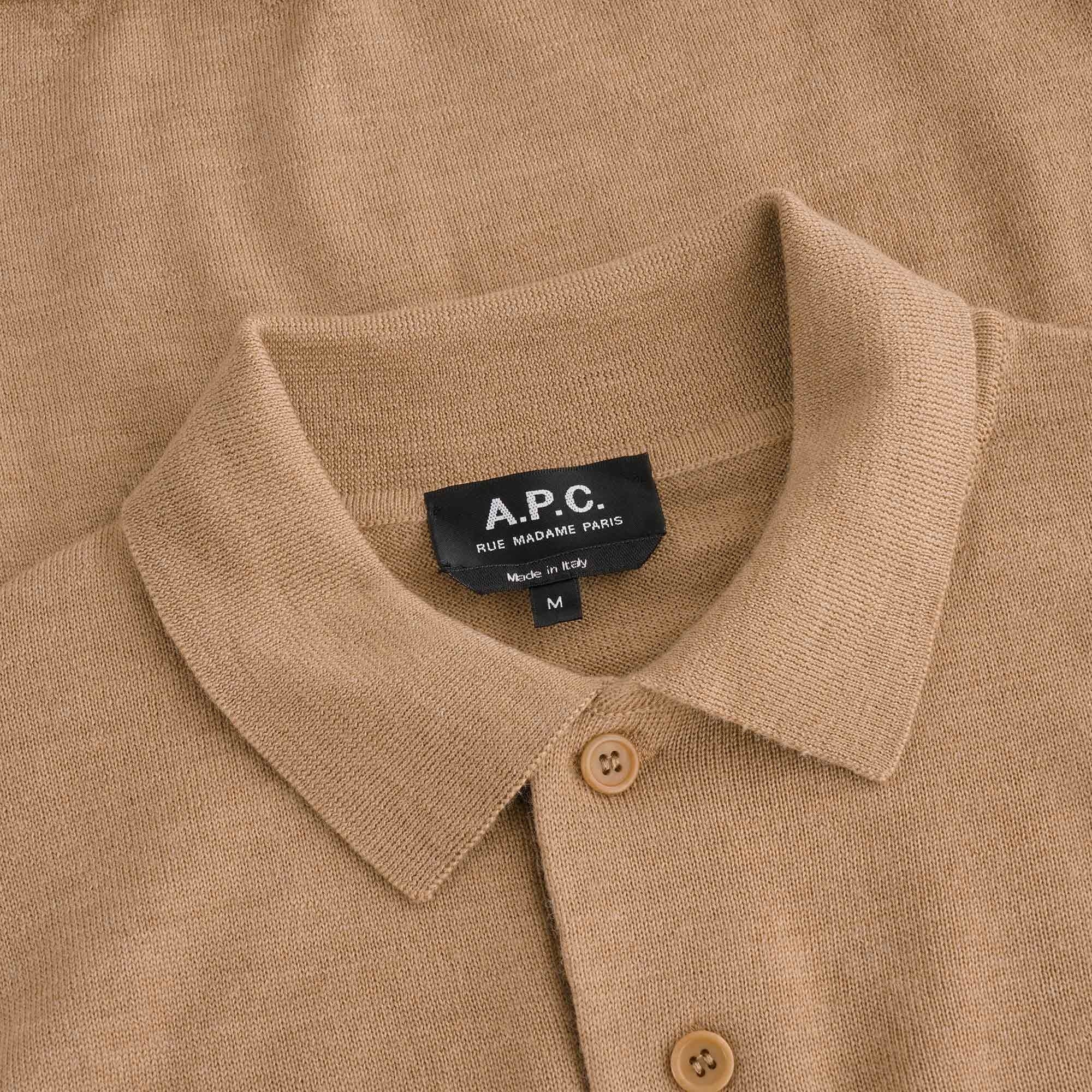 A.P.C. Long Sleeve Jerry Merino Polo - Beige