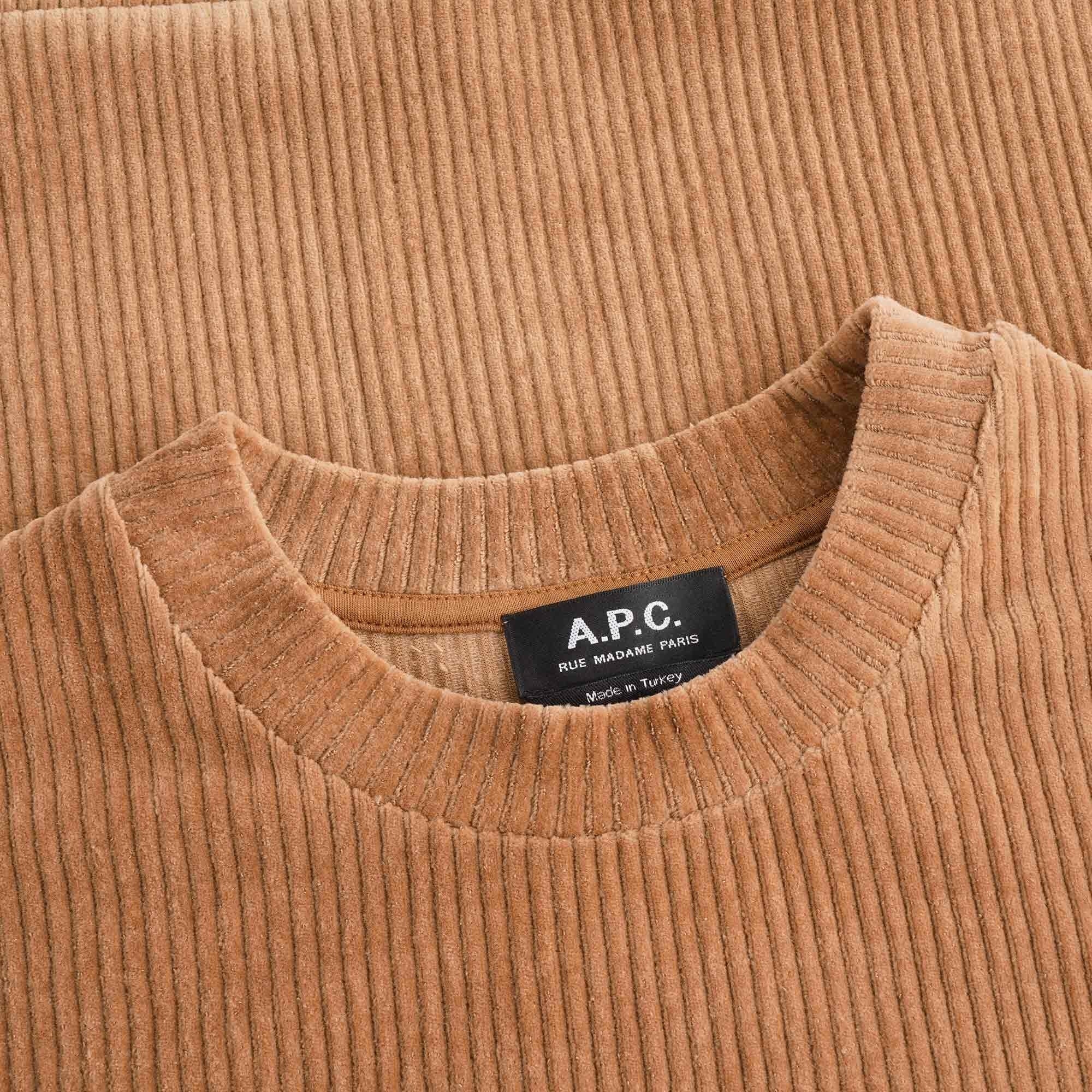 A.P.C. Remy Corduroy Crew Sweatshirt - Camel