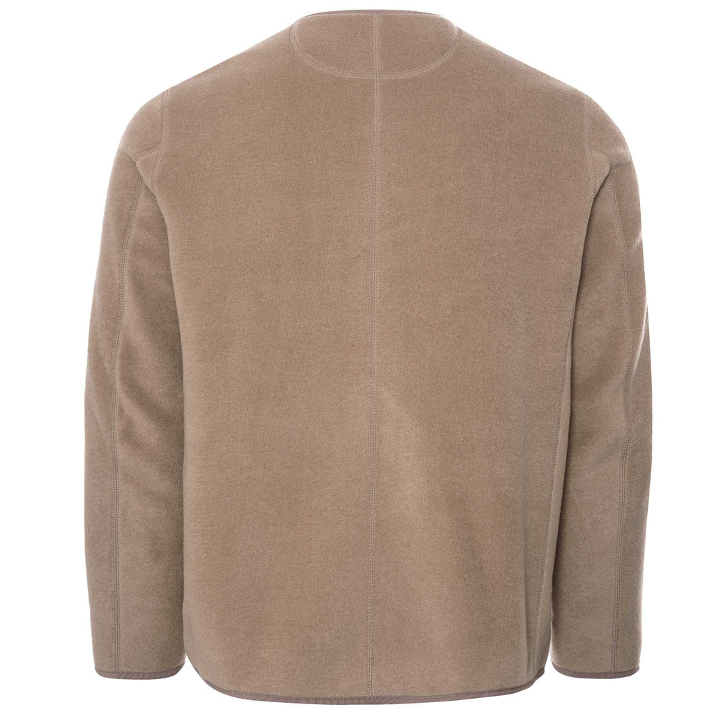 Fleece Collarless Jacket - Beige