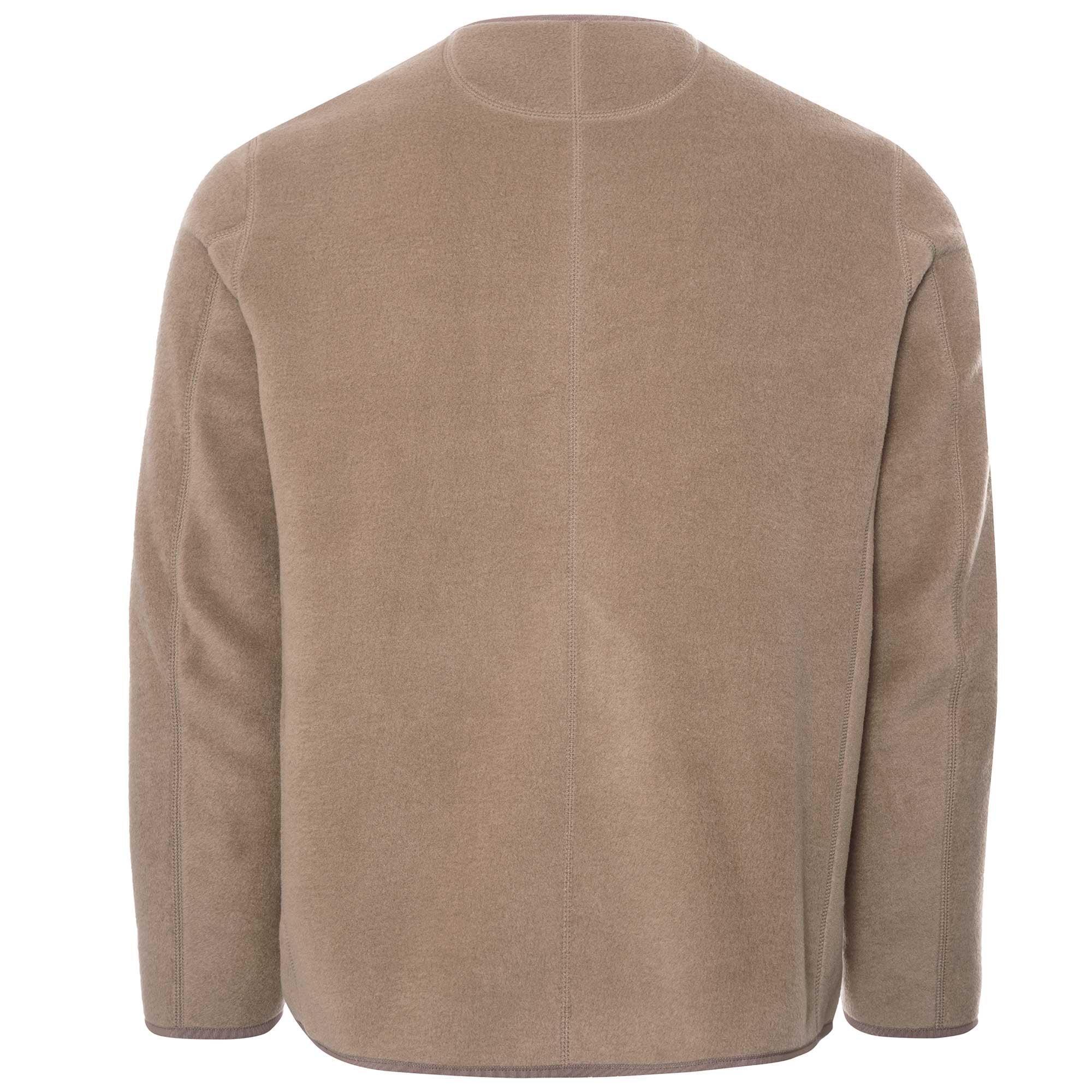 Fleece Collarless Jacket - Beige