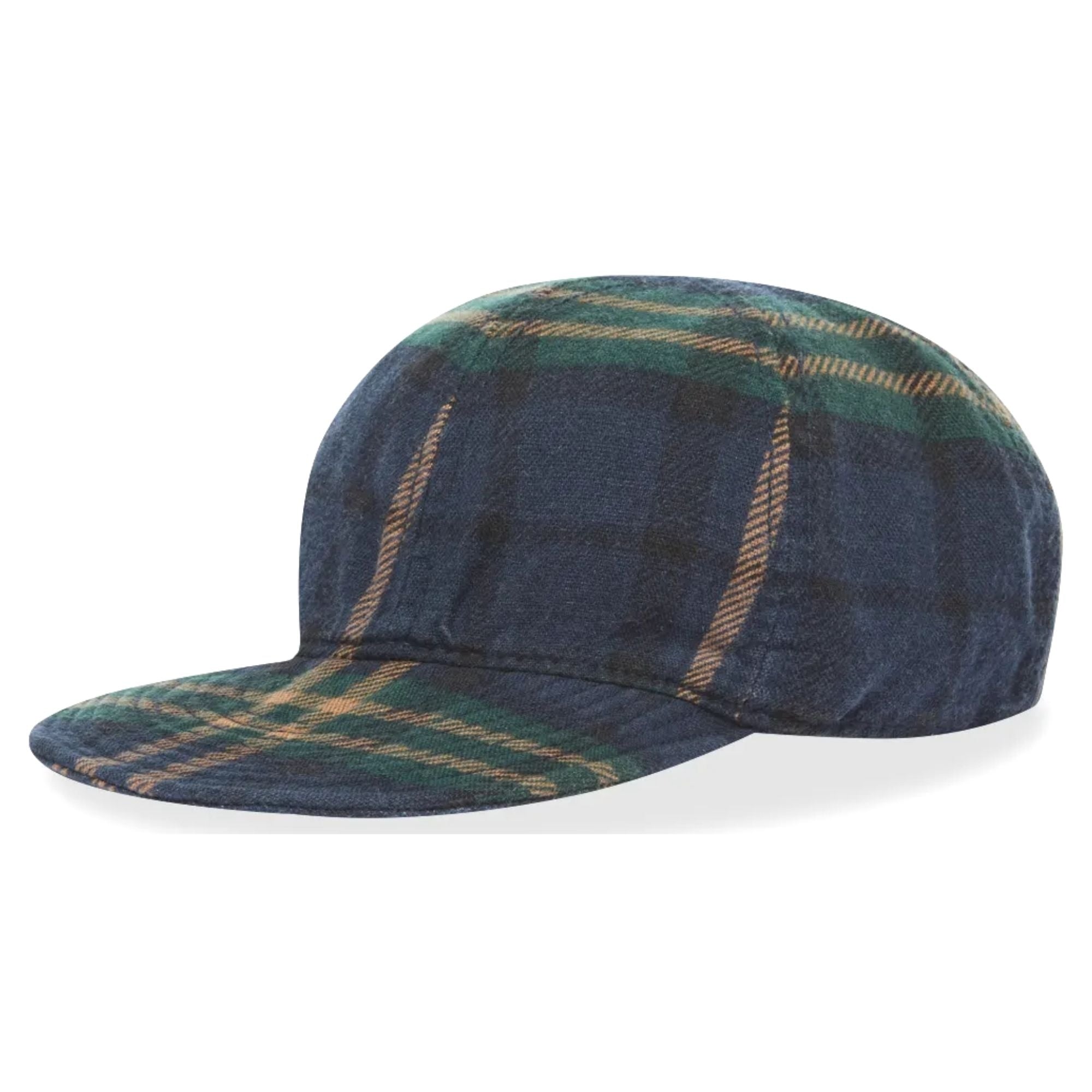 Nigel Cabourn Mechanics Cap - Printed Linen Check Navy