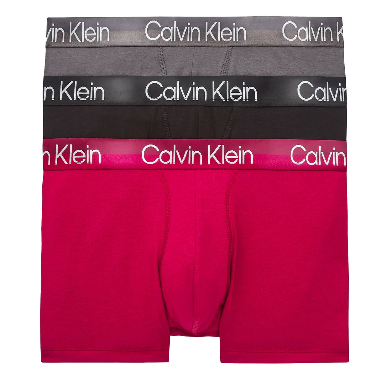 Calvin Klein 3 Pack Trunks Modern Structure - Grey/Black/Rebellious ...