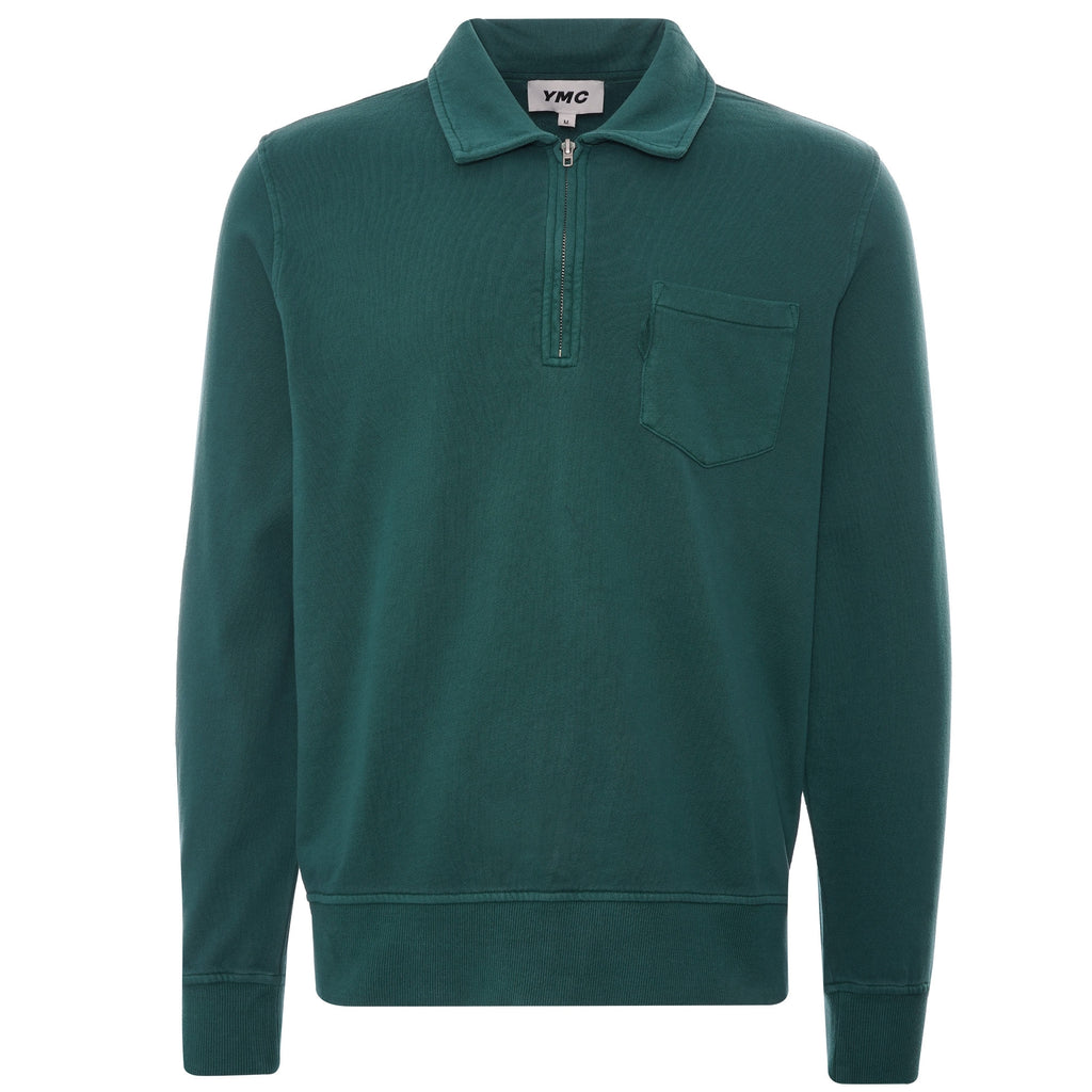 YMC Sugden Half-Zip Sweatshirt - Green