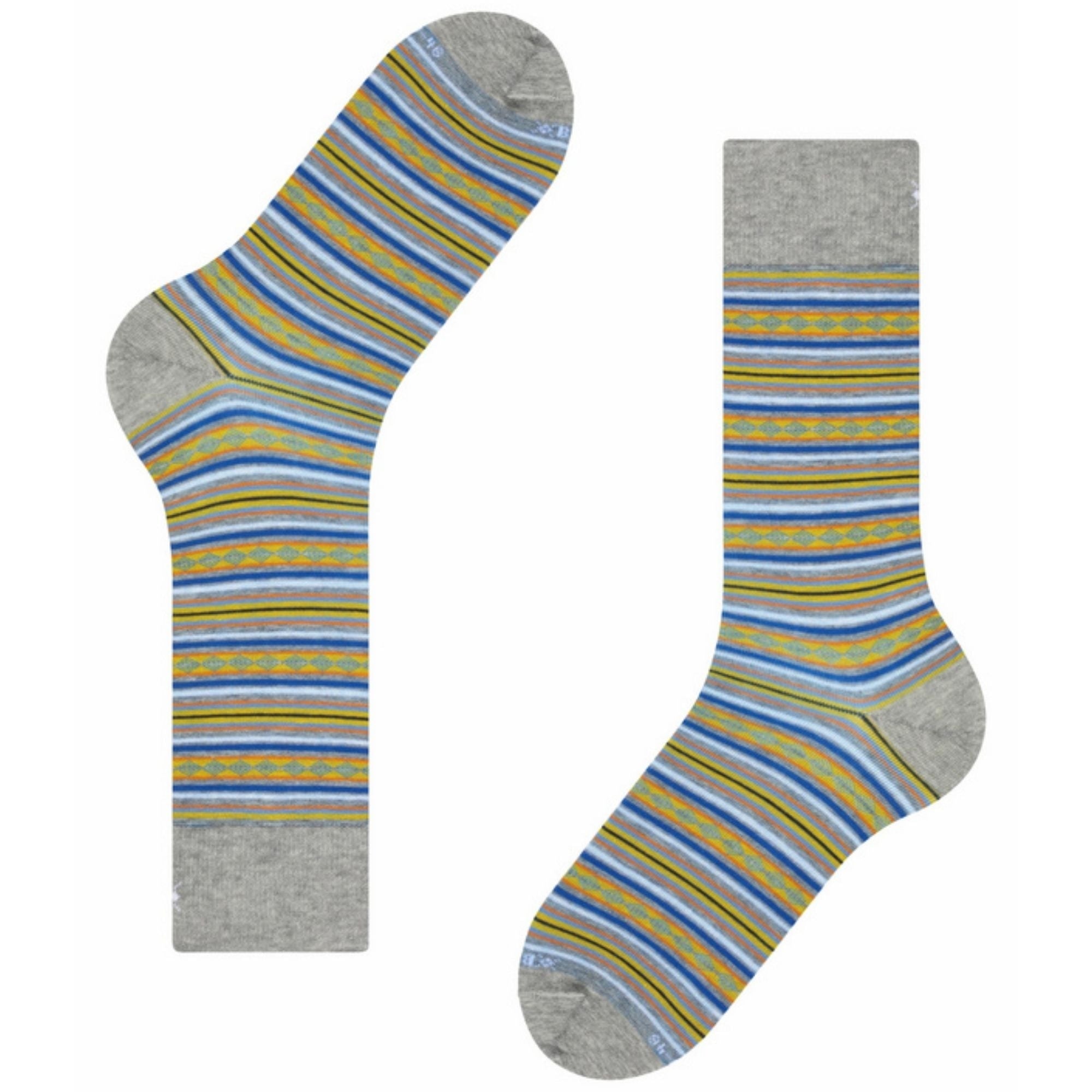 Burlington Socks Square Stripe Men Socks - Light Grey