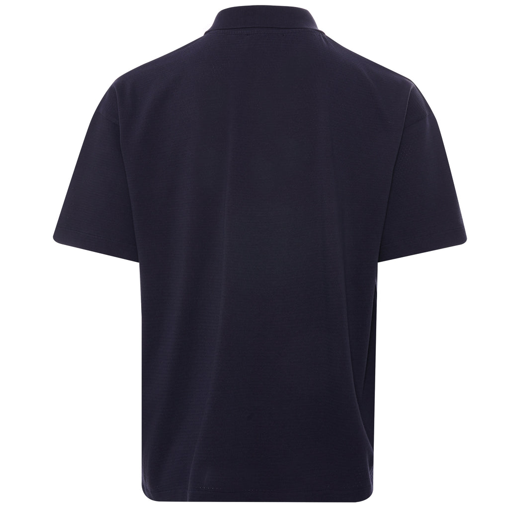 YMC Frat Cotton Zip Polo Shirt - Navy