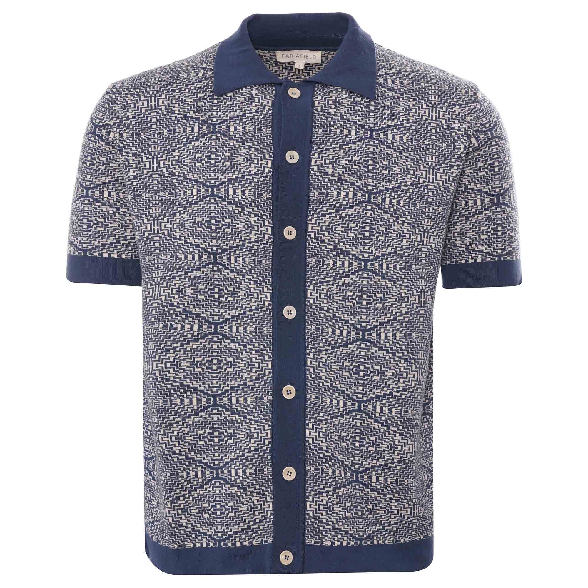 Far Afield Zigger Short Sleeve Cardigan - Tribal Navy - AFKN321-TBN ...