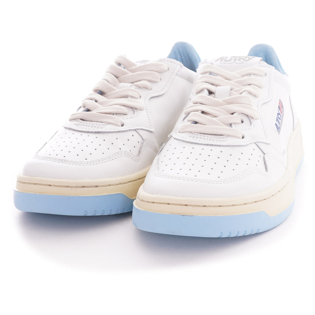 Autry Action Shoes Low Leather - White/Sea Blue
