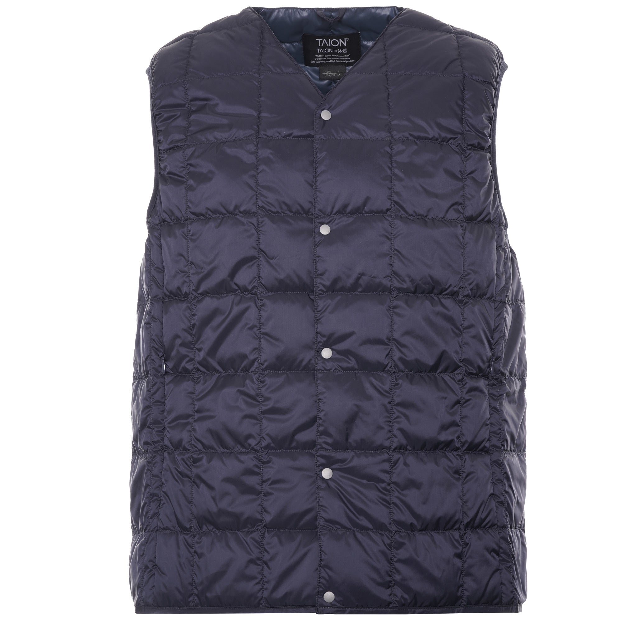 Taion V Neck Button Down Vest - Navy