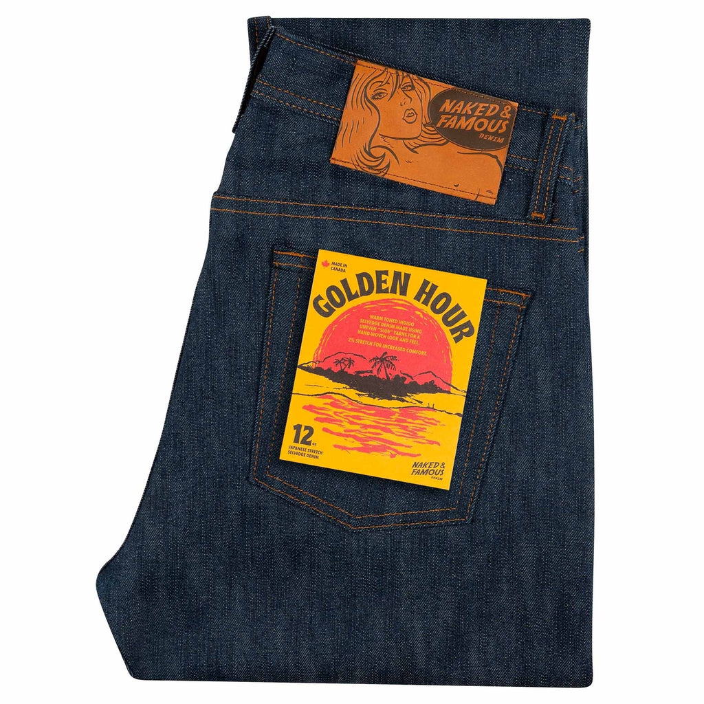 Naked and Famous Denim Weird Guy Golden Hour Slub Stretch Selvedge - Indigo