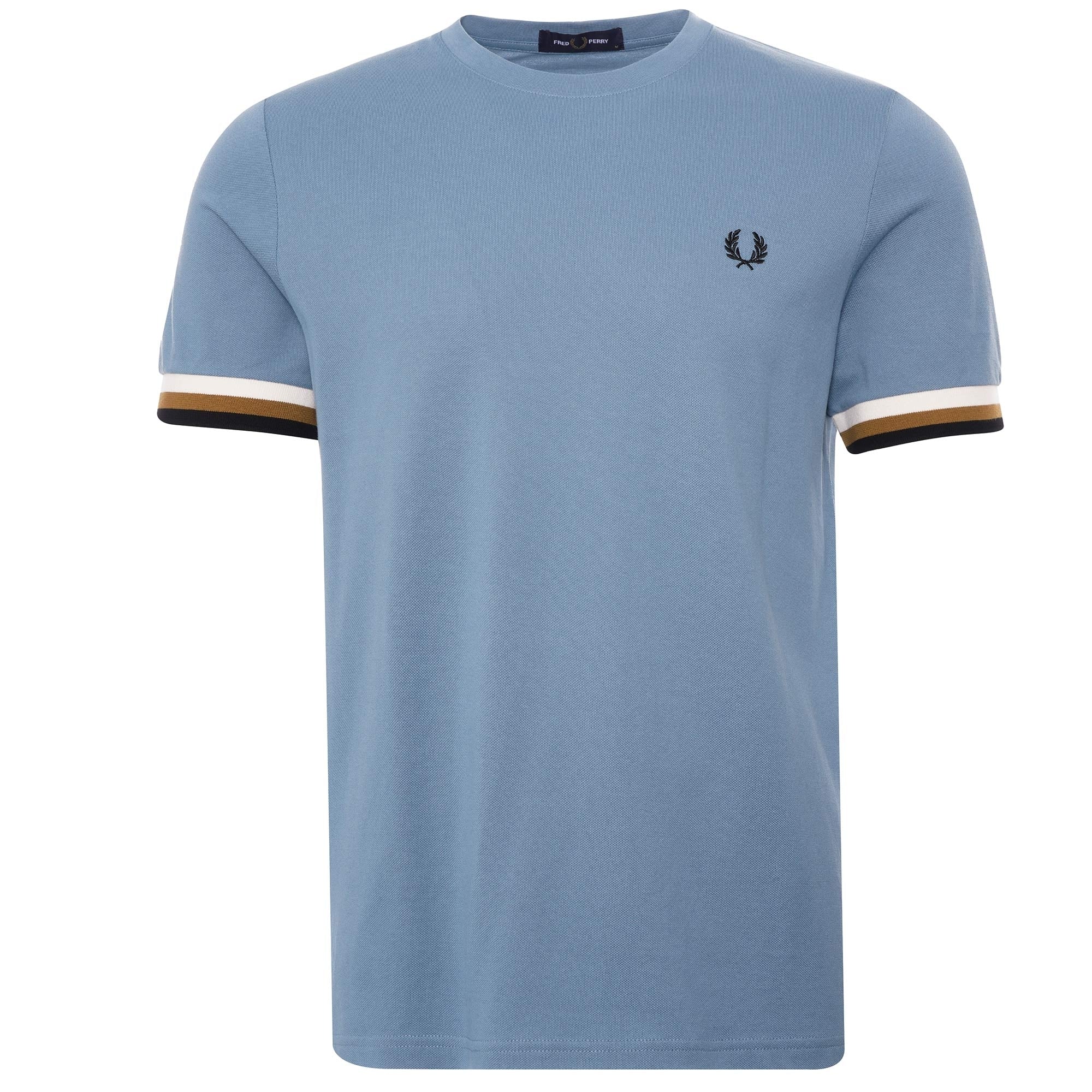 Fred Perry Striped Cuff Pique T-Shirt - Ash Blue