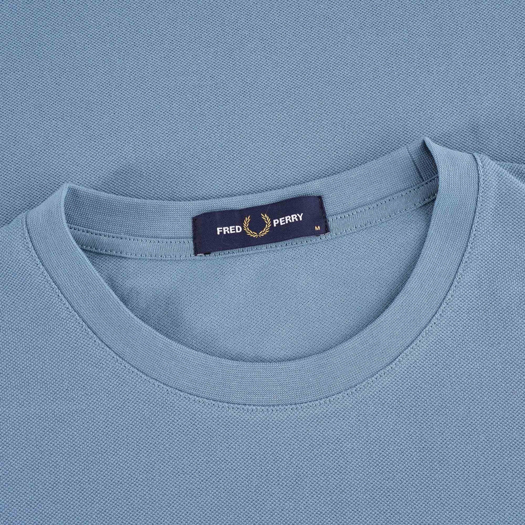 Fred Perry Striped Cuff Pique T-Shirt - Ash Blue