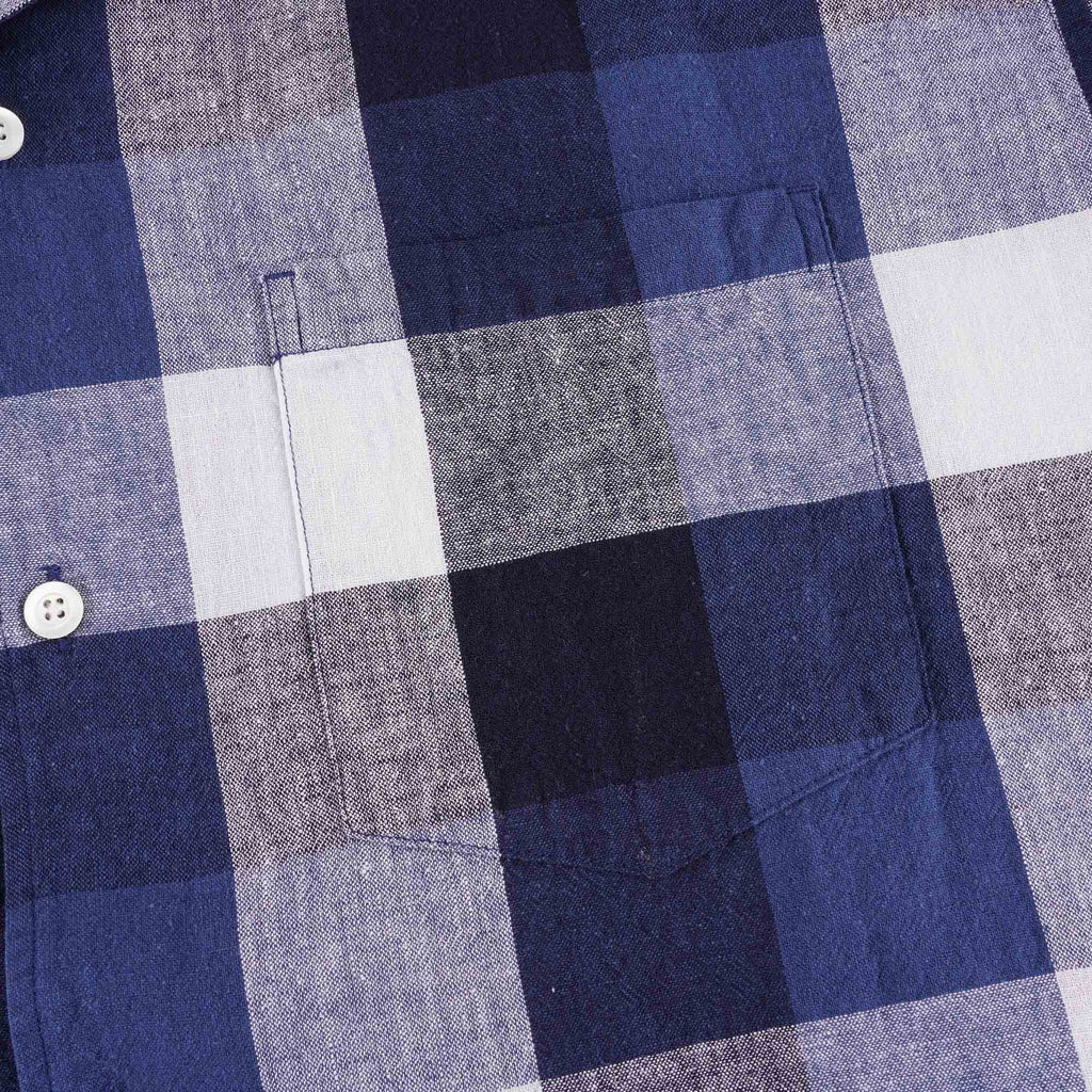 Norse Projects Carsten Cotton Linen Check - Marine Blue