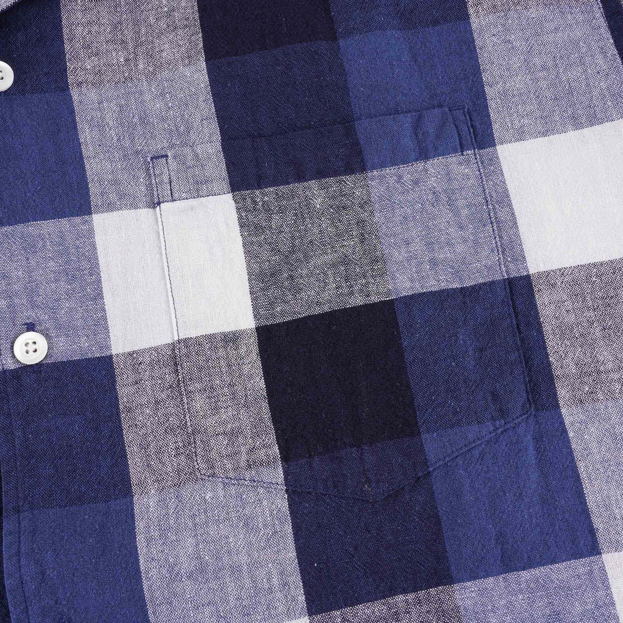 Norse Projects Carsten Cotton Linen Check - Marine Blue