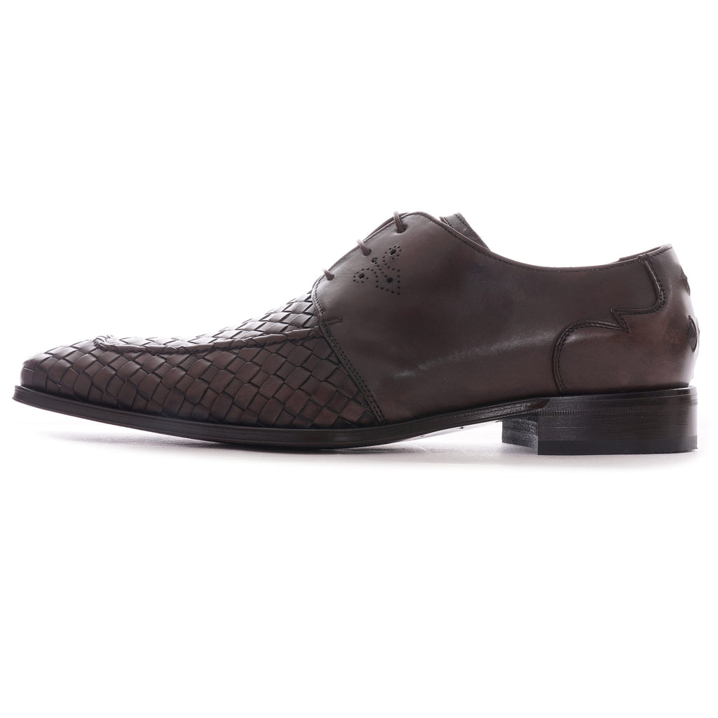 Jeffery West Scarface Gibson Shoes - Dark Brown Woven Leather