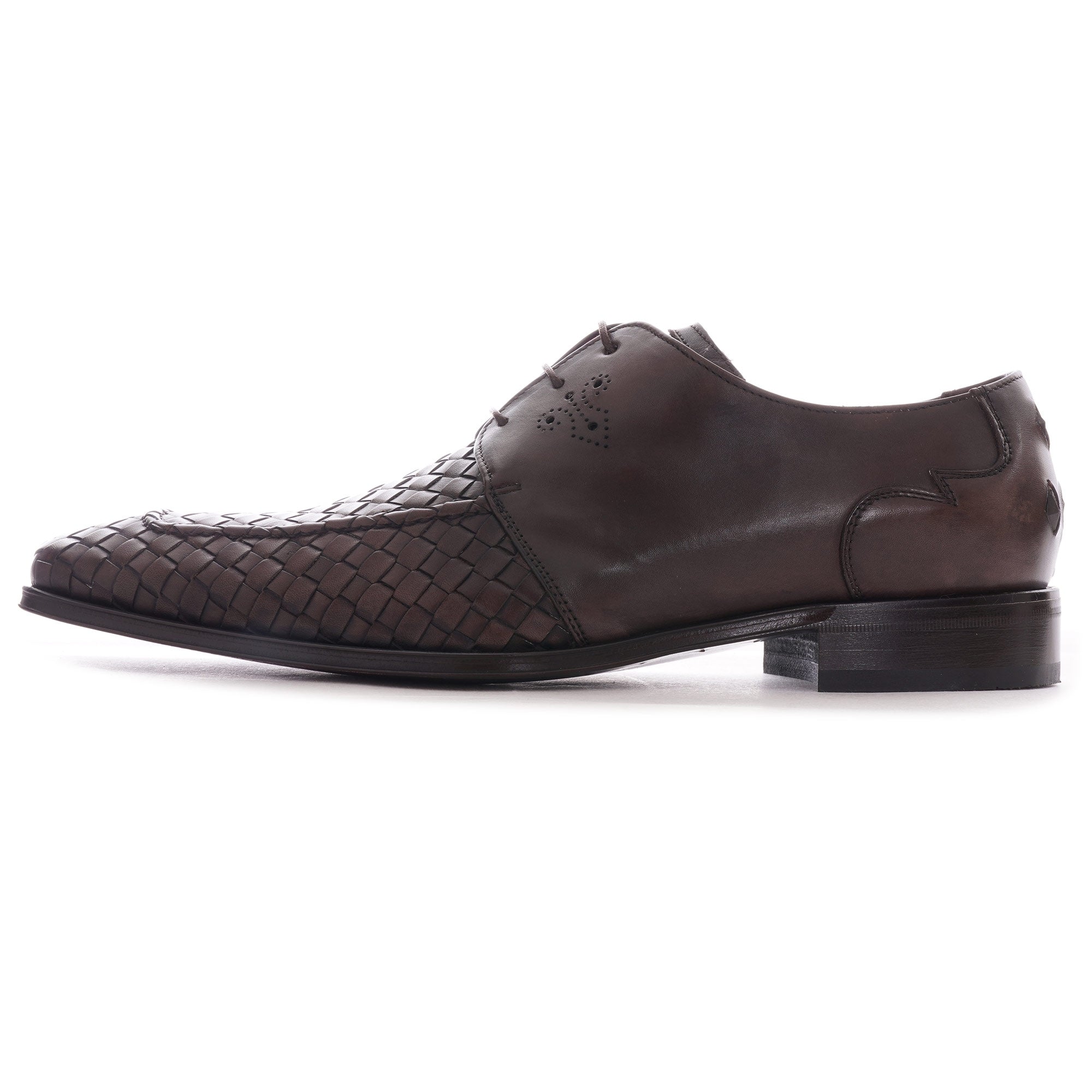 Jeffery West Scarface Gibson Shoes - Dark Brown Woven Leather