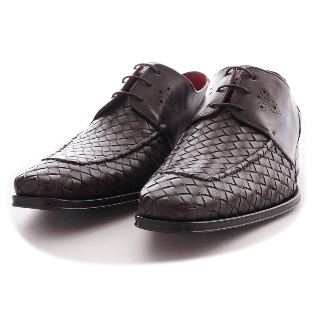 Jeffery West Scarface Gibson Shoes - Dark Brown Woven Leather