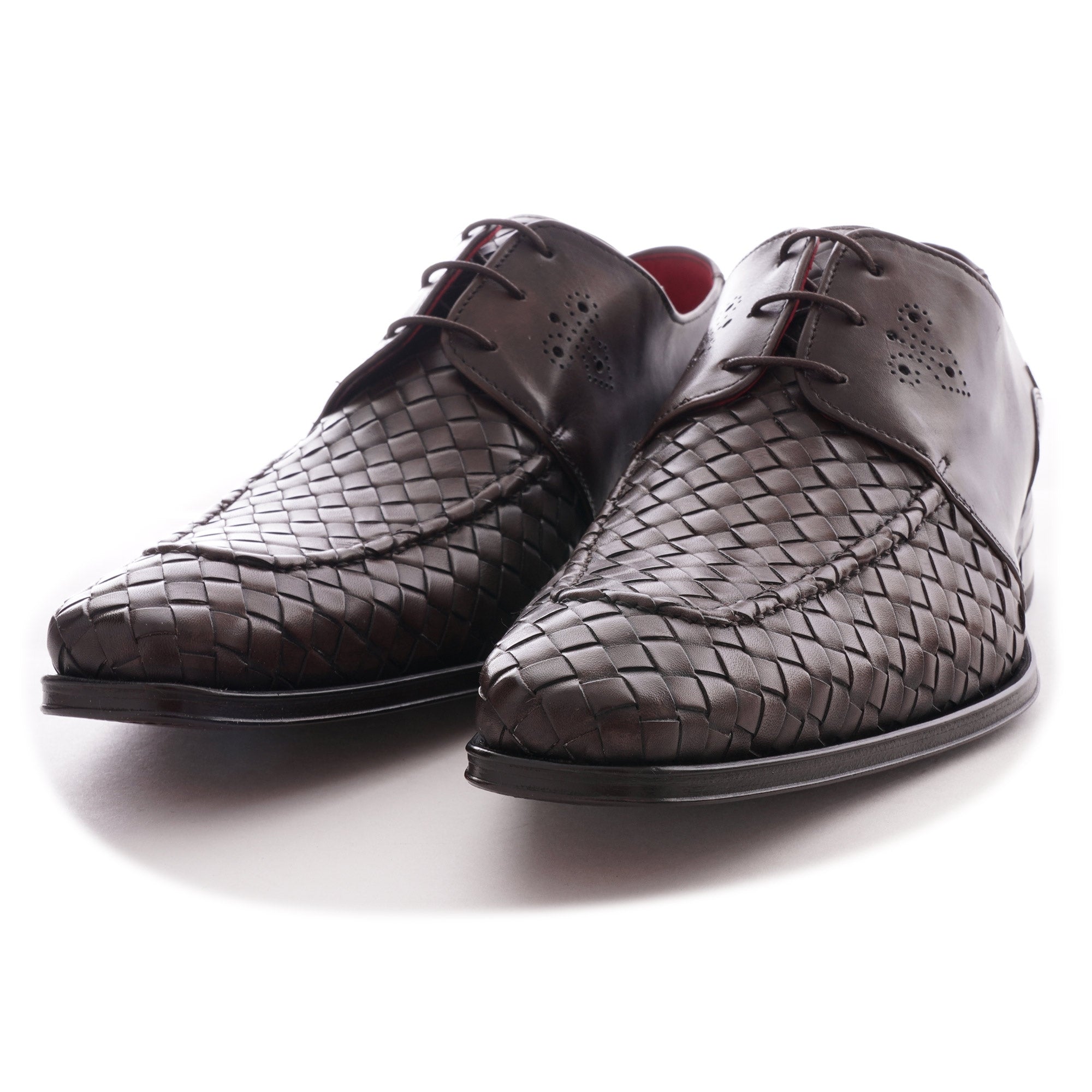 Jeffery West Scarface Gibson Shoes - Dark Brown Woven Leather
