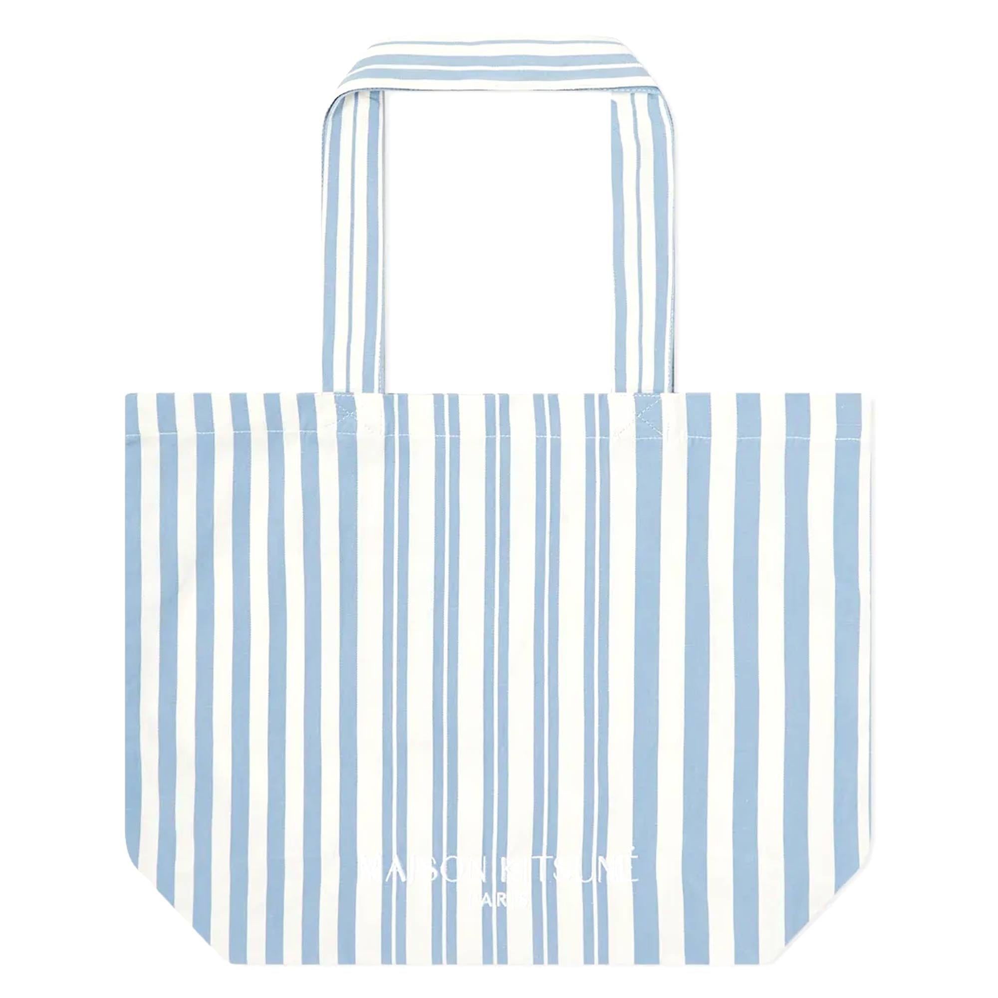 Maison Kitsune Striped Classic Tote - Blue Stripe