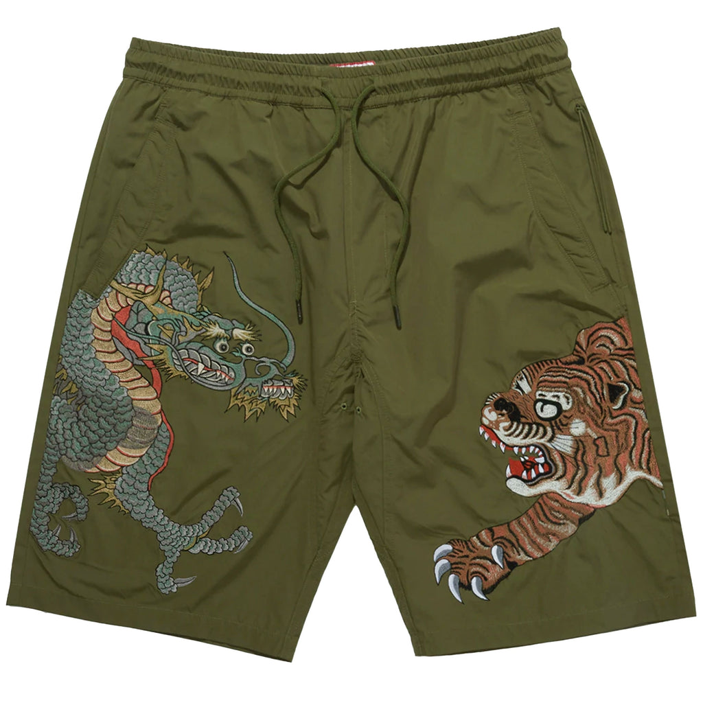 Maharishi Dragon & Tiger Trackshorts - Olive