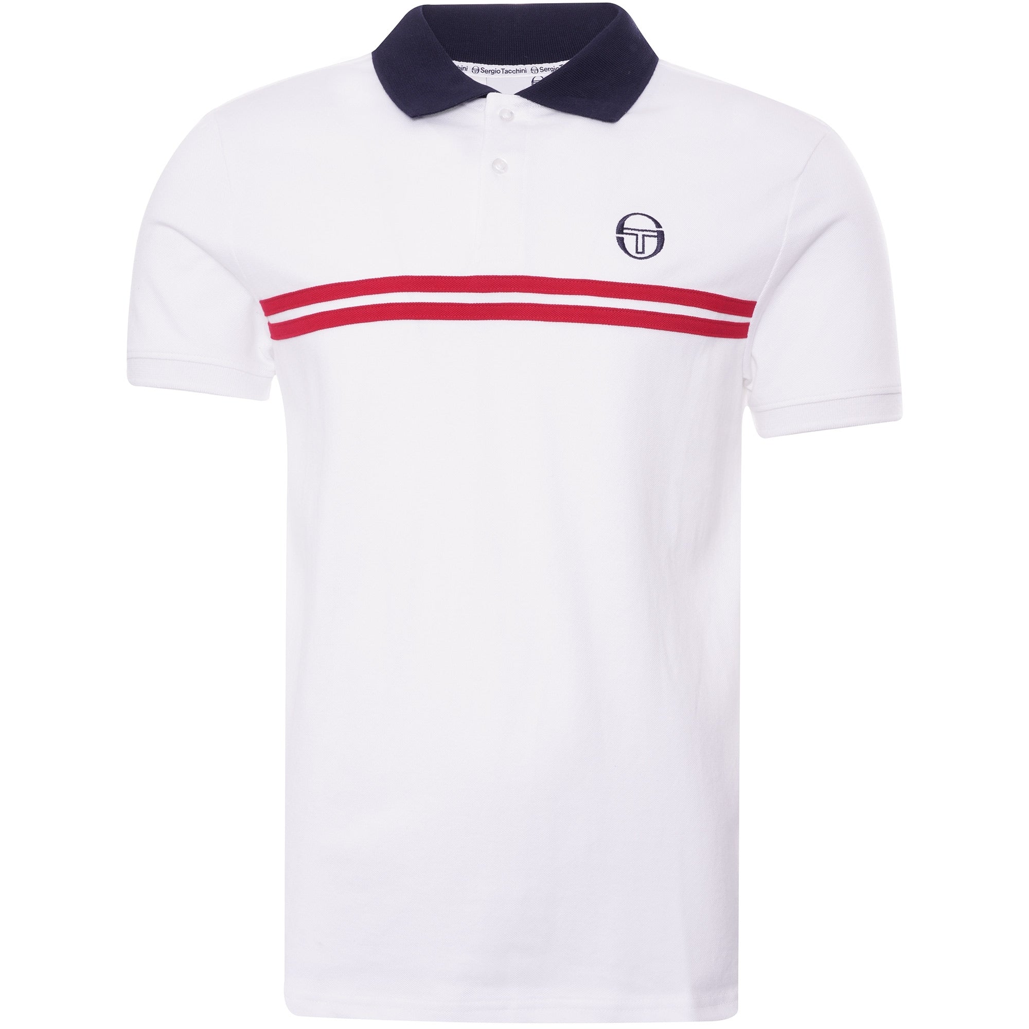 Sergio Tacchini Supermac Polo Shirt - White/Tango Red