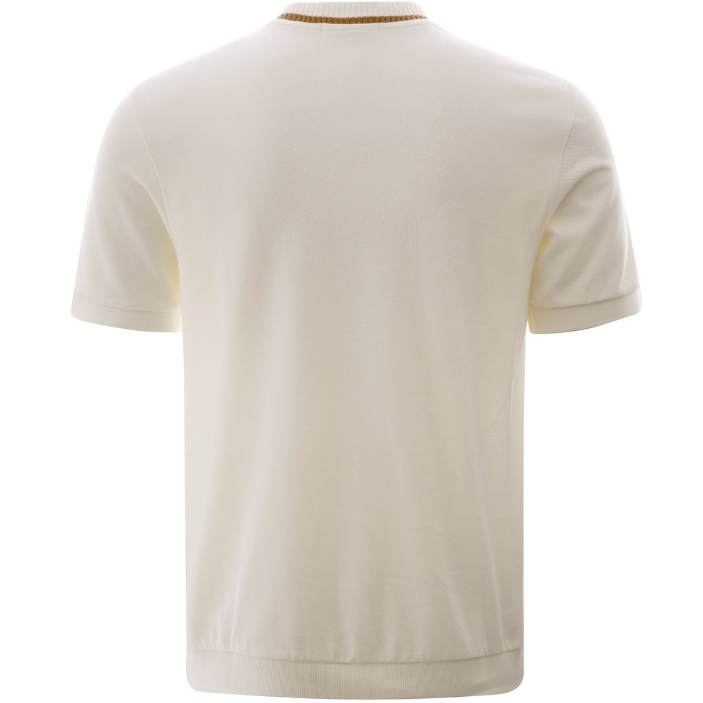 Fred Perry Reissues Crew Neck Piqu T-Shirt - Ecru/Dark Caramel