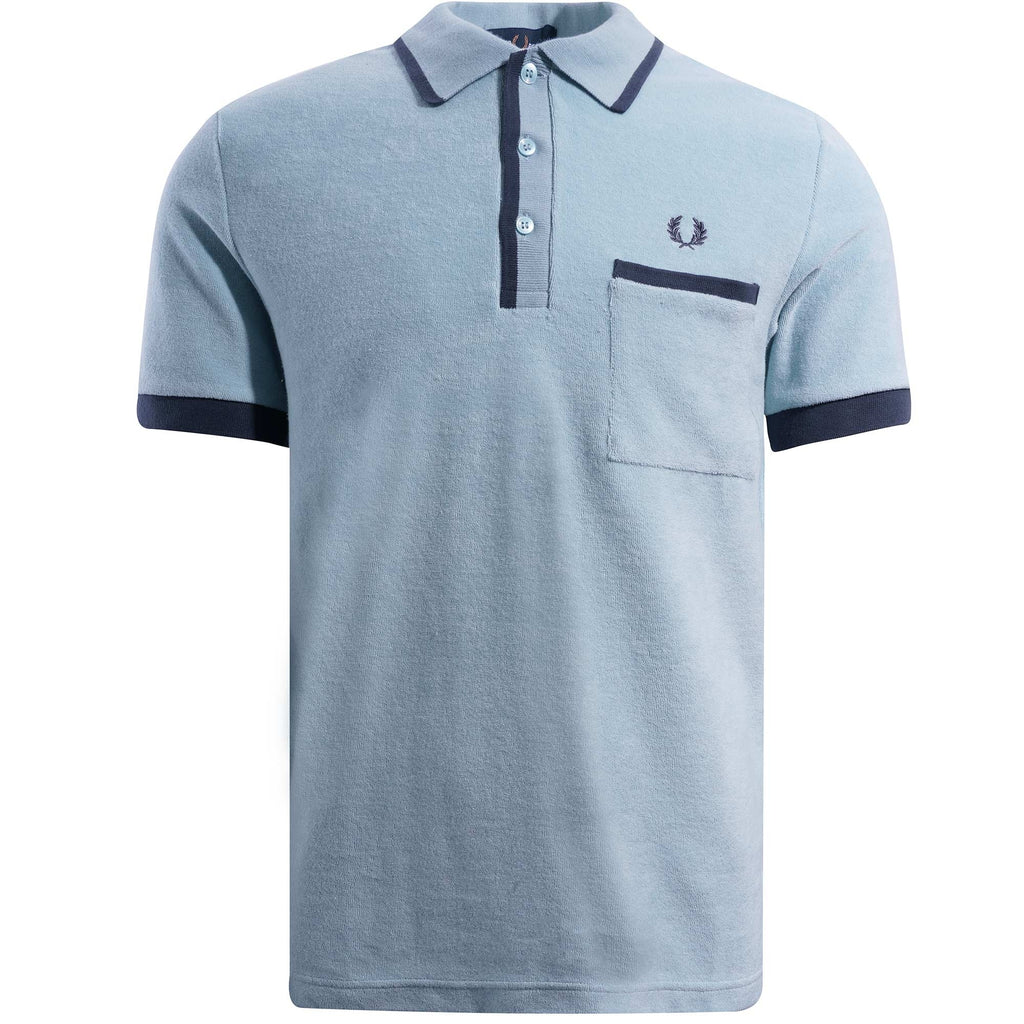 Fred Perry Reissues Towelling Polo Shirt - Fog Blue